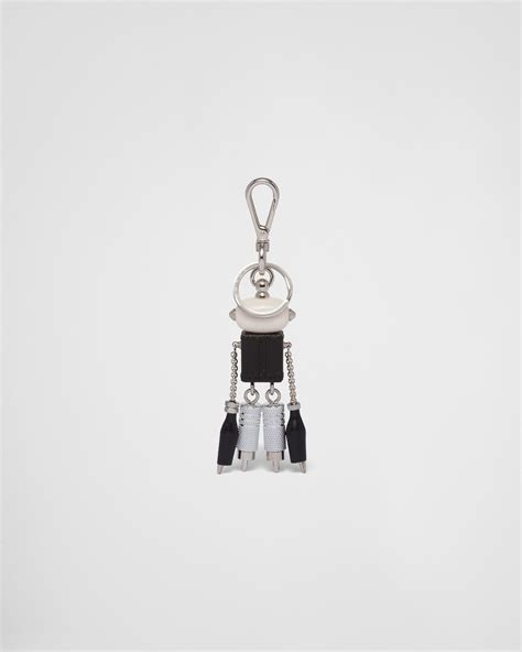 prada rucksack roboter|Platinum Saffiano Leather Robot Bag Charm .